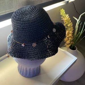Floppy Beach Hat with Seashells and Tassel